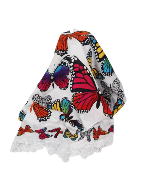 Sarong - 404 - vlinders - wit van Om Namaste - Pareo Saunadoek Wikkeljurk