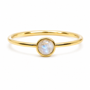 Geboortesteen Ring Maansteen Juni - 925 Zilver Verguld (Maat 17)