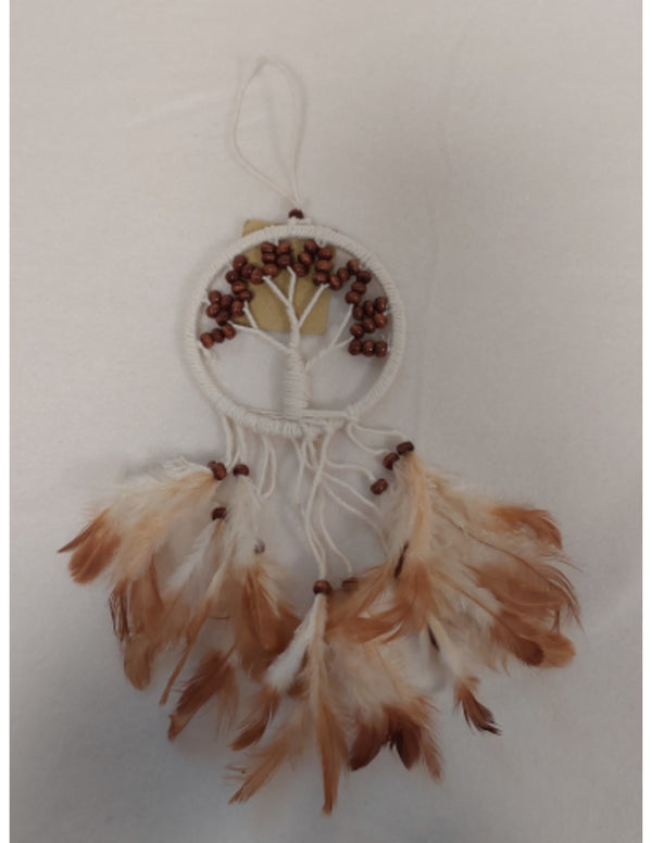 Dromenvanger - Tree of life bruine kralen 7cm - Dreamcatcher