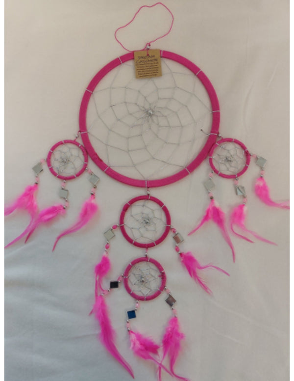 Dromenvanger - spiegel - 22cm - roze - Dreamcatcher
