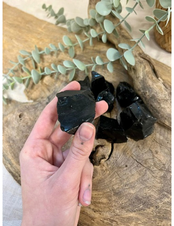 Obsidiaan zwart 250 gr. ruwe brokjes