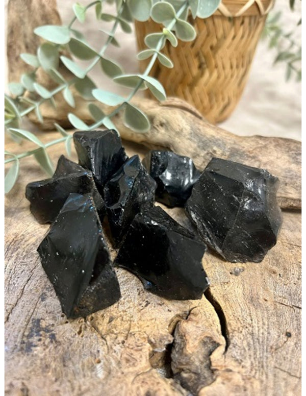 Obsidiaan zwart 250 gr. ruwe brokjes