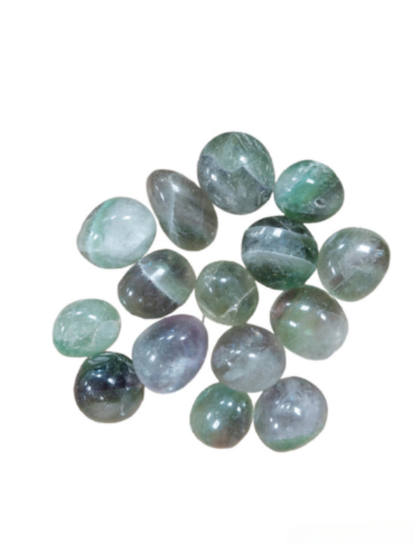 Fluoriet regenboog 250 gr. trommelstenen (mt3)