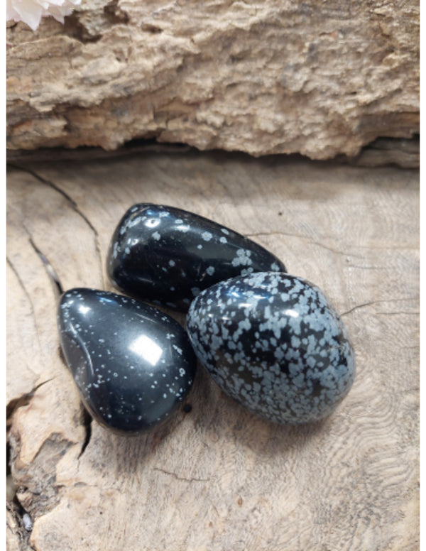 Obsidiaan sneeuwvlok trommelstenen 100 gr. (mt3)