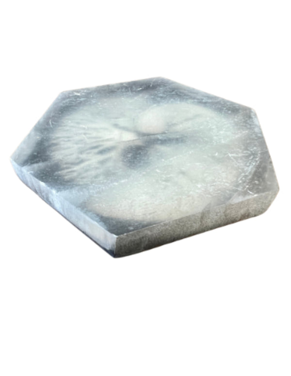 Seleniet oplaadsteen zeskant levensboom 9 cm zwart