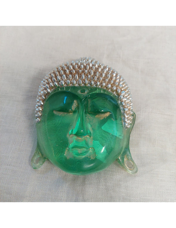 Boeddha masker transparant groen 14cm DS8