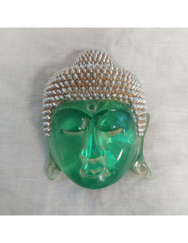 Boeddha masker transparant groen 14cm DS8