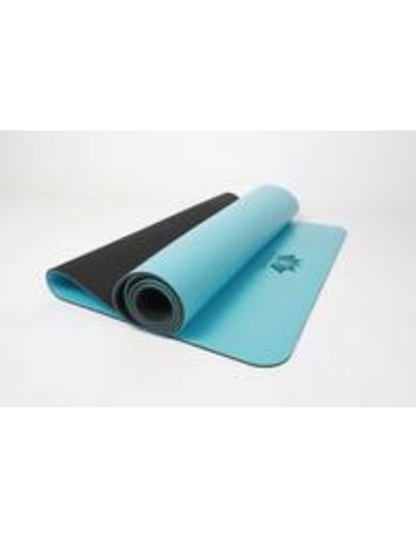 Om Namaste PU rubber Yogamat - mat voor yoga en fitness - licht blauw