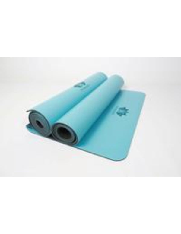 Om Namaste PU rubber Yogamat - mat voor yoga en fitness - licht blauw
