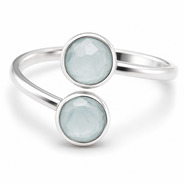 Geboortesteen Ring Aquamarijn Maart - 925 Zilver - Zilverkleurig