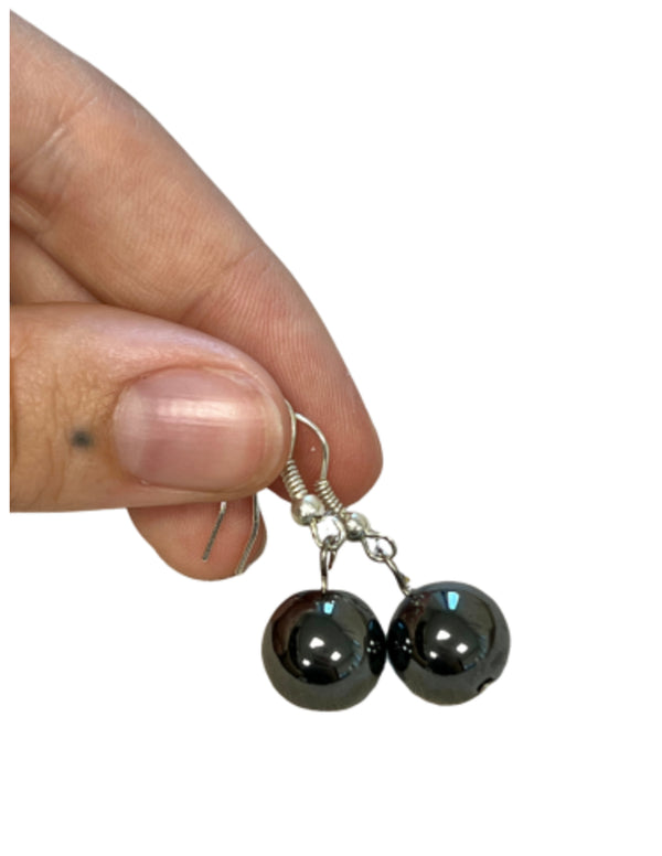 Hematiet oorbellen bol 12 mm - Love Gems