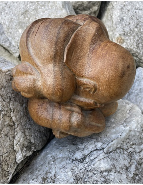 Houten Yogiman - Orang Malu - ca. 6 cm - nr.1