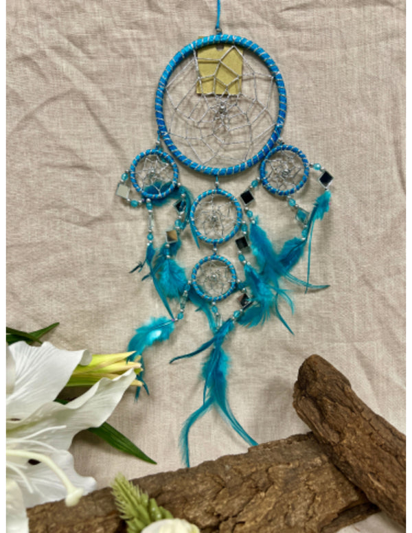 Dromenvanger - Spiegel - 11cm - Turquoise - Dreamcatcher