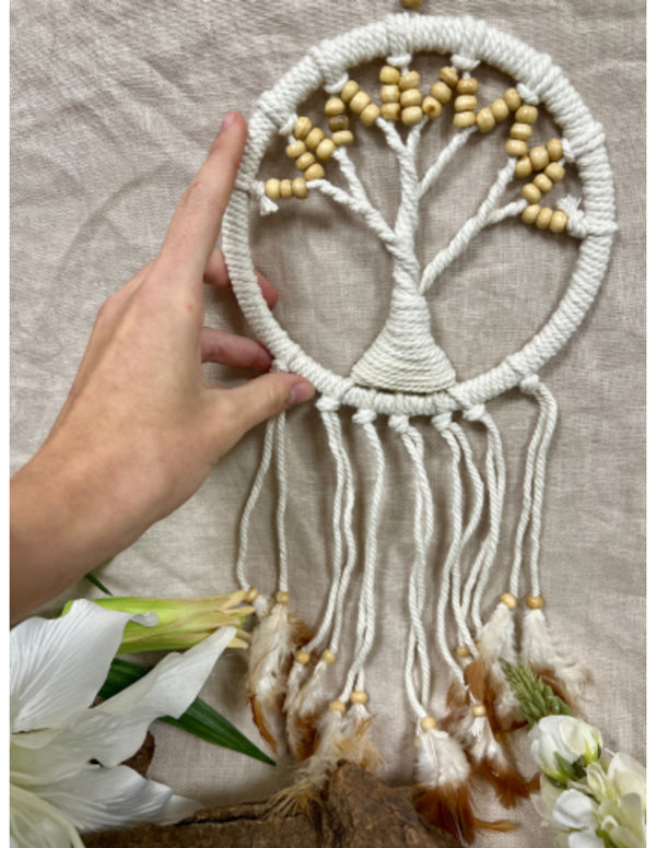 Dromenvanger - Tree of Life - Beige kralen - 17cm - Dreamcatcher