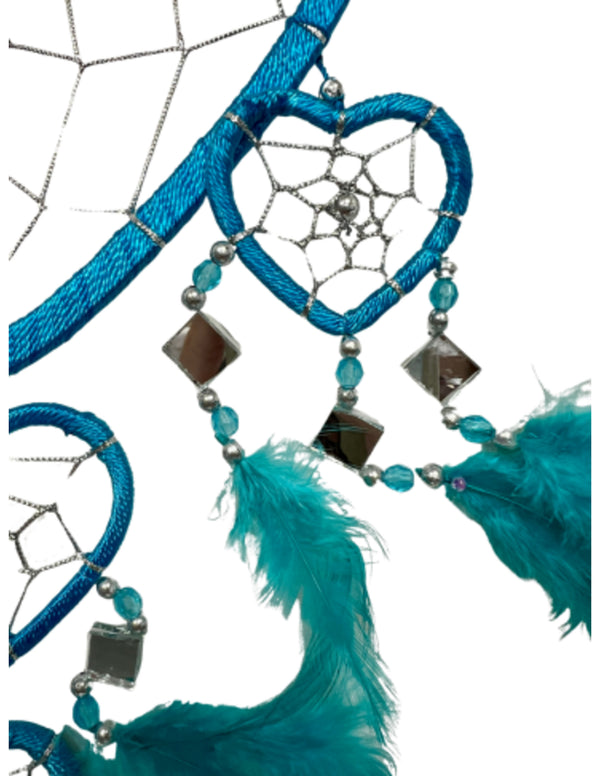 Dromenvanger - Hartje met spiegels - Turquoise - 17 cm - Dreamcatcher