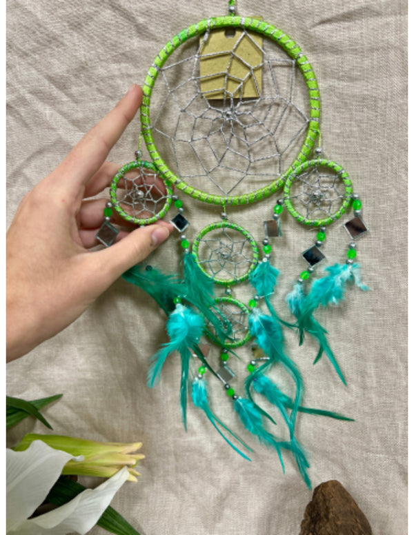 Dromenvanger - Spiegel - 11cm - Limegroen - Dreamcatcher
