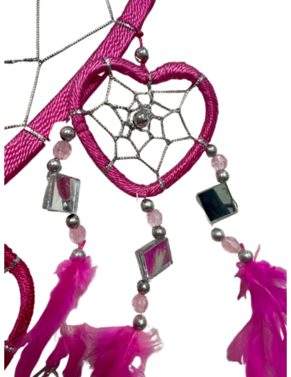Dromenvanger Hartje met spiegels - Roze - 17 cm - Dream Catcher