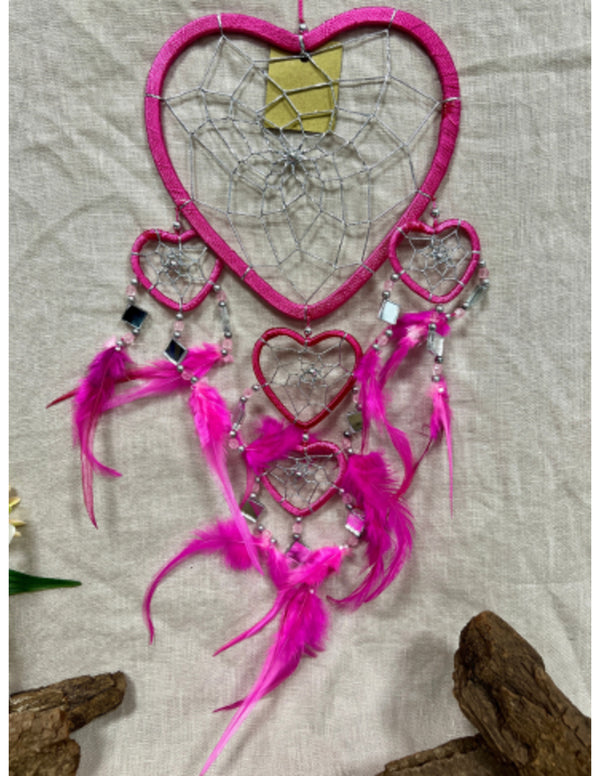 Dromenvanger Hartje met spiegels - Roze - 17 cm - Dream Catcher