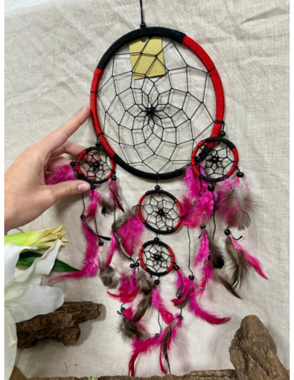 Dromenvanger - 17 cm Rood-Zwart - Dreamcatcher