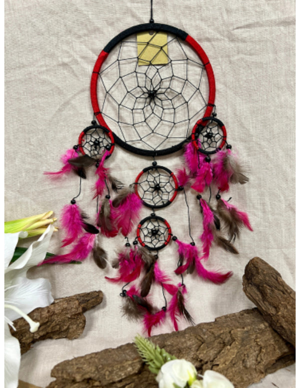 Dromenvanger - 17 cm Rood-Zwart - Dreamcatcher