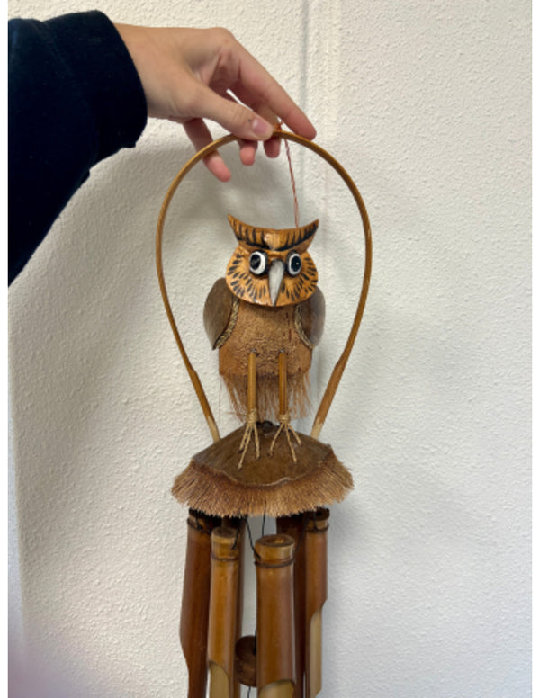 Bamboe windgong met uil