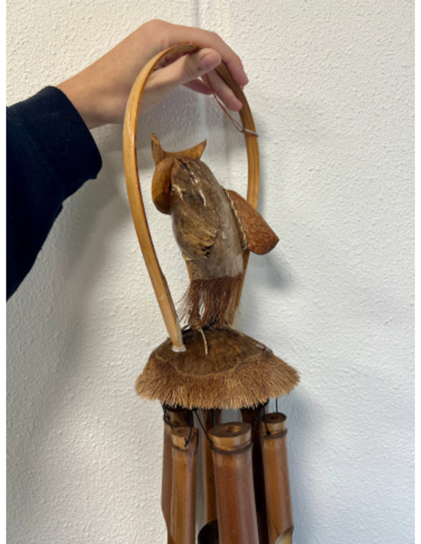 Bamboe windgong met uil