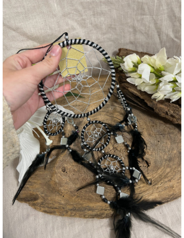 Dromenvanger - Spiegel - 11cm - Zwart - Dreamcatcher