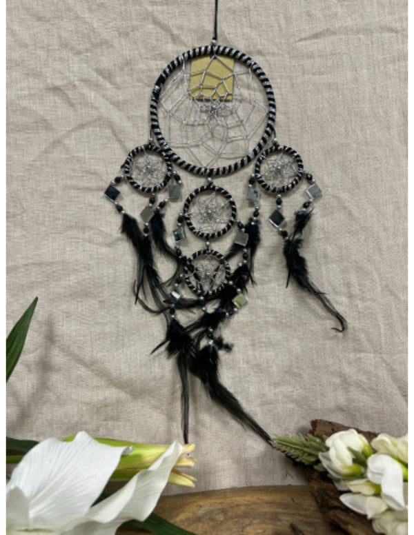 Dromenvanger - Spiegel - 11cm - Zwart - Dreamcatcher