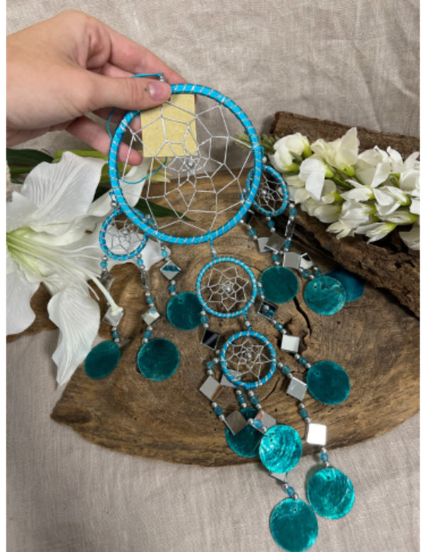 Dromenvanger spiegel-schelp 11CM - Turquoise
