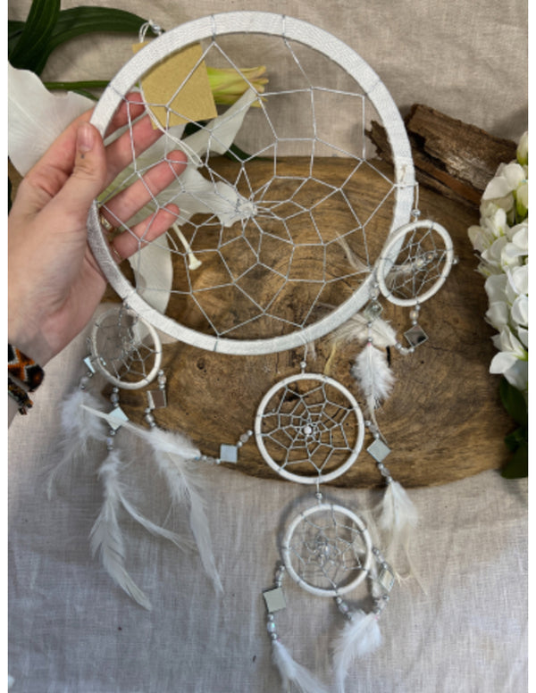 Dromenvanger - Spiegel - 22cm - wit - Dreamcatcher