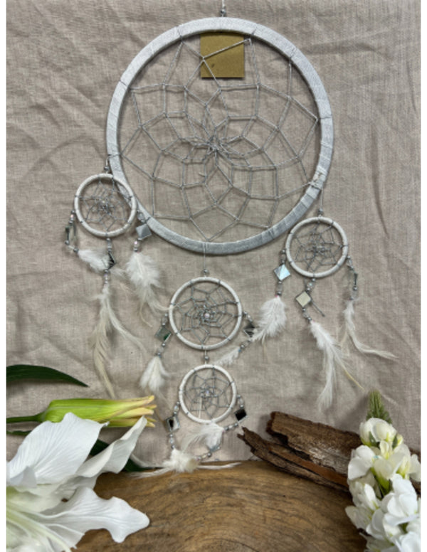 Dromenvanger - Spiegel - 22cm - wit - Dreamcatcher