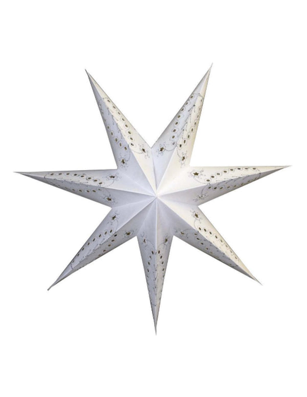 Kerstster met verlichtingsset nr. 35 Geborduurde ster "white arrow" - Ø 60 cm