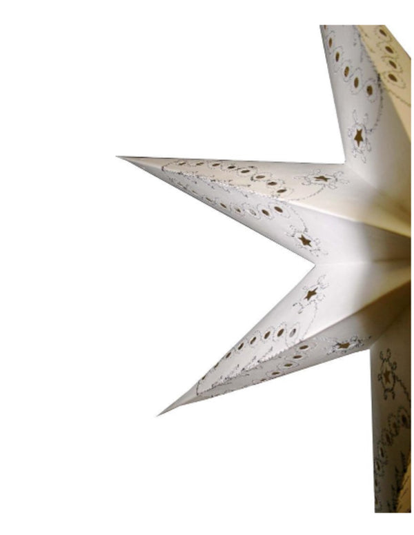 Kerstster met verlichtingsset nr. 35 Geborduurde ster "white arrow" - Ø 60 cm