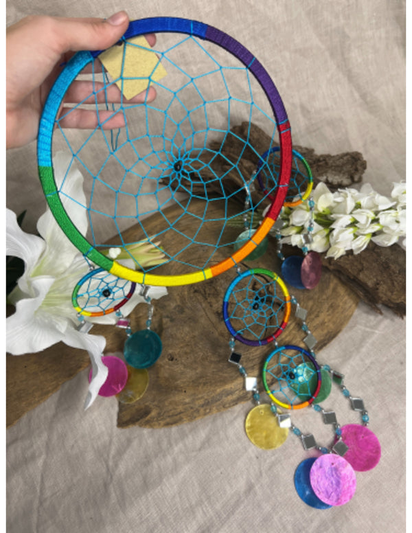 Dromenvanger spiegel-schelp 22 cm - Rainbow - Dreamcatcher