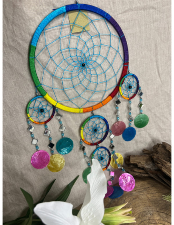 Dromenvanger spiegel-schelp 22 cm - Rainbow - Dreamcatcher