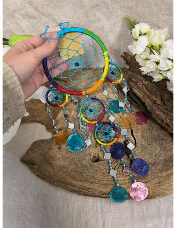 Dromenvanger spiegel-schelp 11 cm - Rainbow - Dreamcatcher