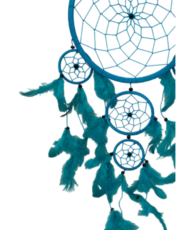 Dromenvanger - 22 cm - turquoise - alleen veren - Dreamcatcher