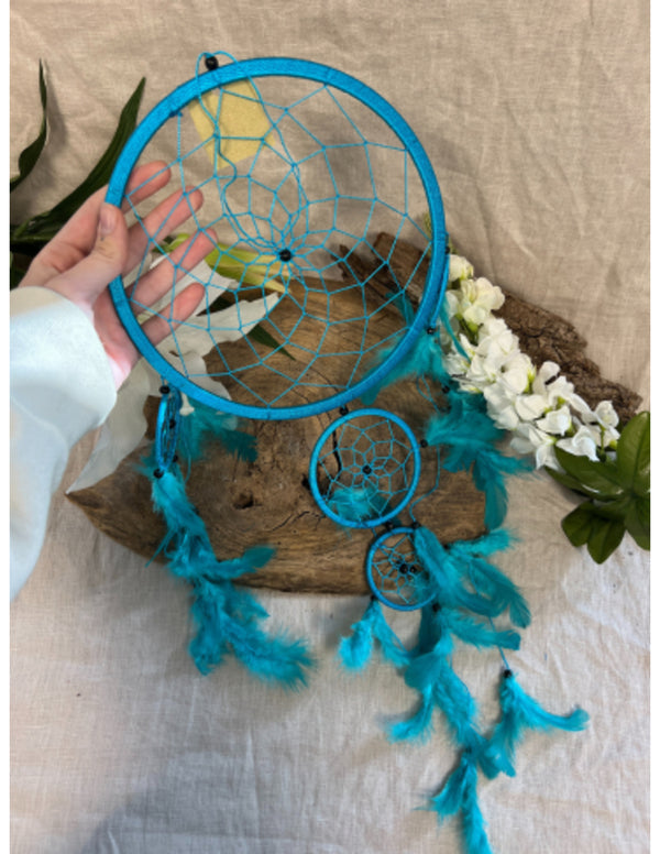 Dromenvanger - 22 cm - turquoise - alleen veren - Dreamcatcher