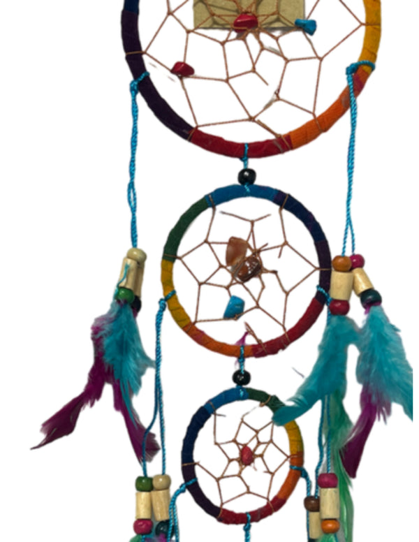 Dromenvanger suede 9 cm edelsteentjes - rainbow