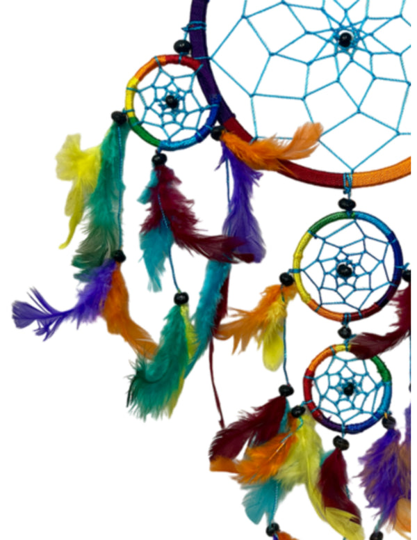 Dromenvanger rainbow veren 16 cm 5 ringen