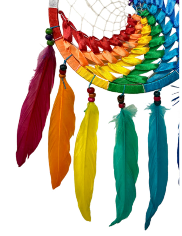 Dromenvanger wave regenboog / wit 22 cm