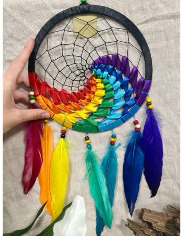 Dromenvanger wave regenboog / zwart 22 cm