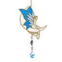 Raamhanger Maanfee Gekleurd Glas Blauw ±34cm