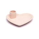 Keramische Smudgeschaal En Palo Santo Brander Hartvorm Pastelroze 12x11x4 cm