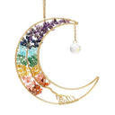 Suncatcher Halvemaanvorm Met Levensboom Van Koperkleurige Draad En Chakra-stenen 28.5x16.5 cm