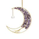 Suncatcher Maan Met Levensboom Van Koperkleurige Draad En Amethist 28.5x16.5 cm