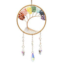Suncatcher Levensboom Van Koperdraad Met Chakra-Steentjes En Kristalhanger 43x16,5 cm