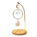 Suncatcher Op Houten Voet Met Rozenkwarts Maan 16 X 8 Cm