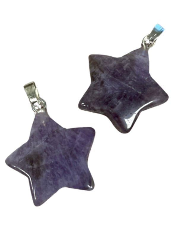 Amethist edelsteen sterhanger 20 mm