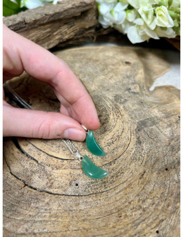 Aventurijn groen edelsteen maanhanger 20 mm
